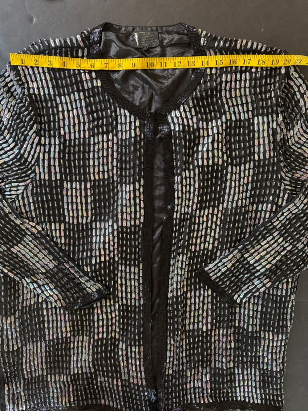 Vintage Pinky Creations Sequin / Beaded Silk Cardigan XXXL - Picture 4 of 17